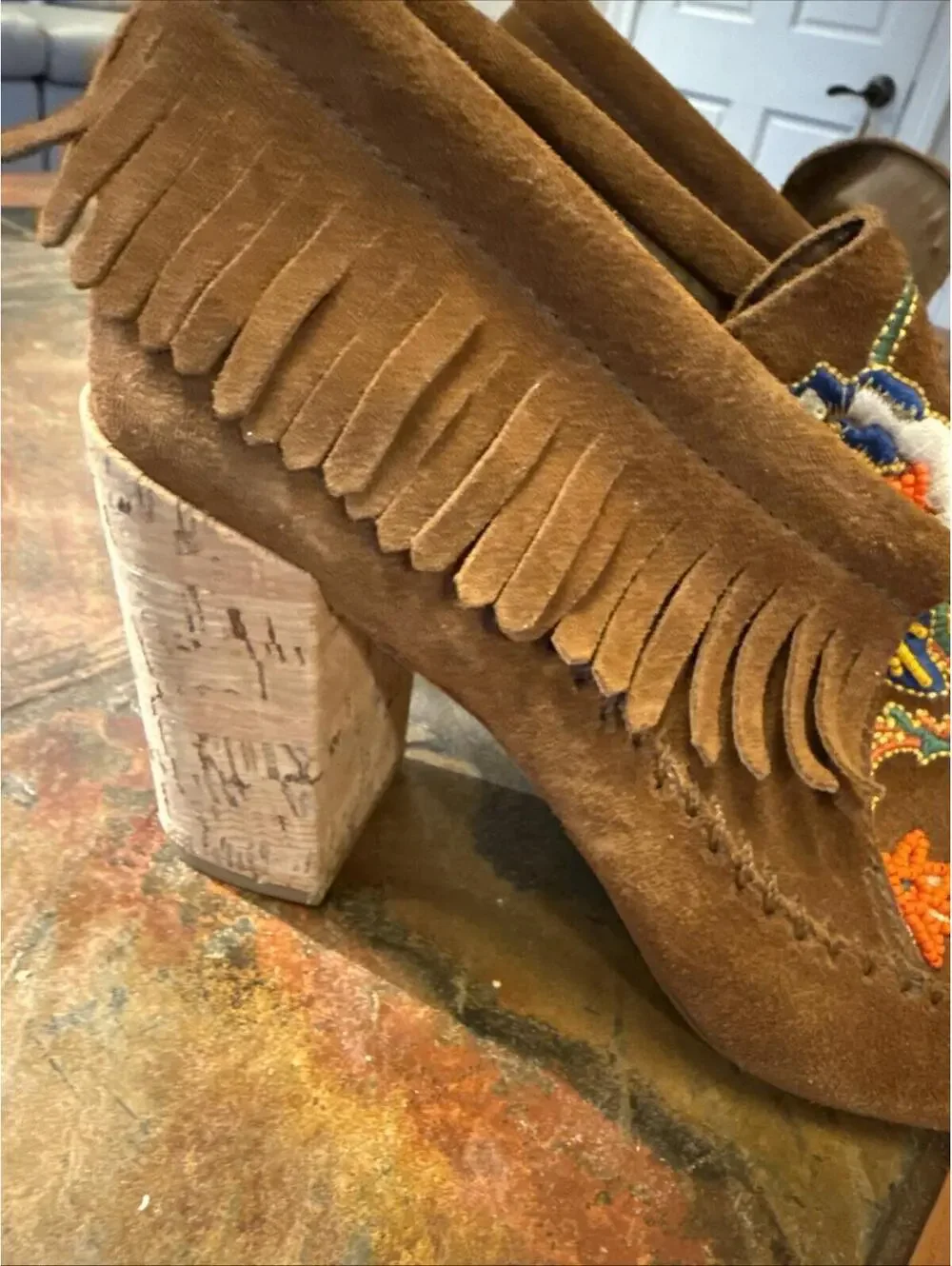 Tory Birch Brown Suede Classic Boot Embroidered One Of A Kind Beauty Size 10